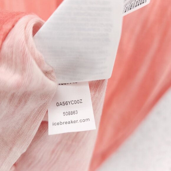 ICEBREAKER Woman 100% Merino 150 Short Sleeve Tee Coral Striped Size SMALL - Picture 6 of 6